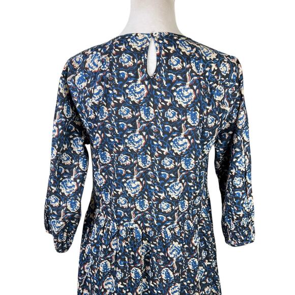 DRA Los Angeles NWOT Blue Black Floral Midi Fit & Flare Cotton Dress - Picture 8 of 13